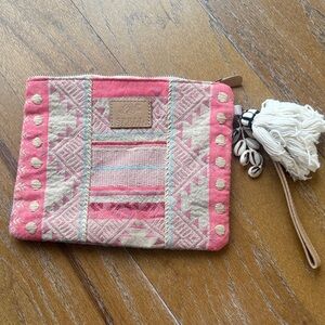 Spell Geometric Pink and Cream Wristlet